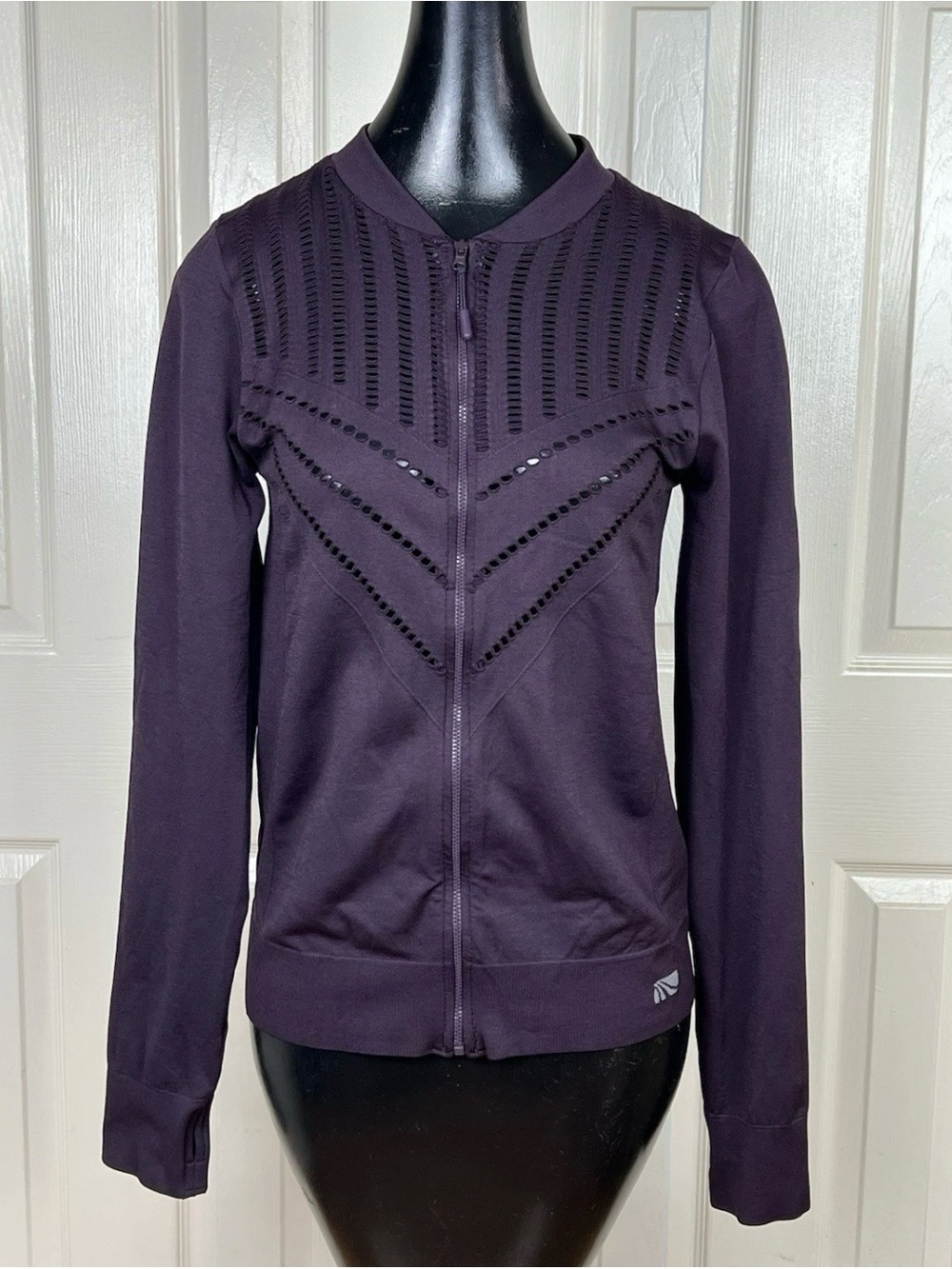 Marika Plum Perforated Zip Jacket size M